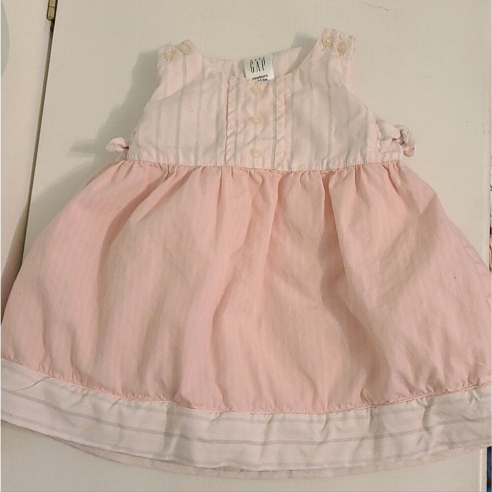 Baby dress, Pink with Gray stripes, GAP, size newborn